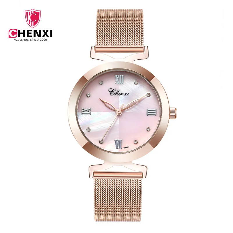 

CHENXI Fashion Quartz Ladies Watch Mother-of-pearl Dial Simple Waterproof Temperament Diamond Luxury Watch WA181