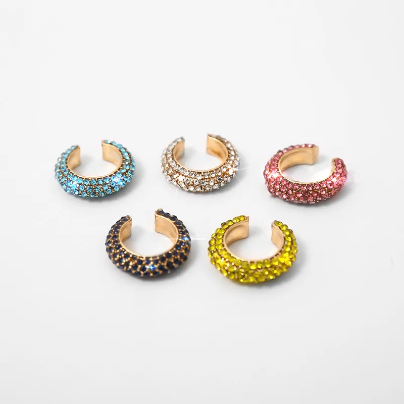 Женские серьги с разноцветными кристаллами C клипсы розового и белого цвета в