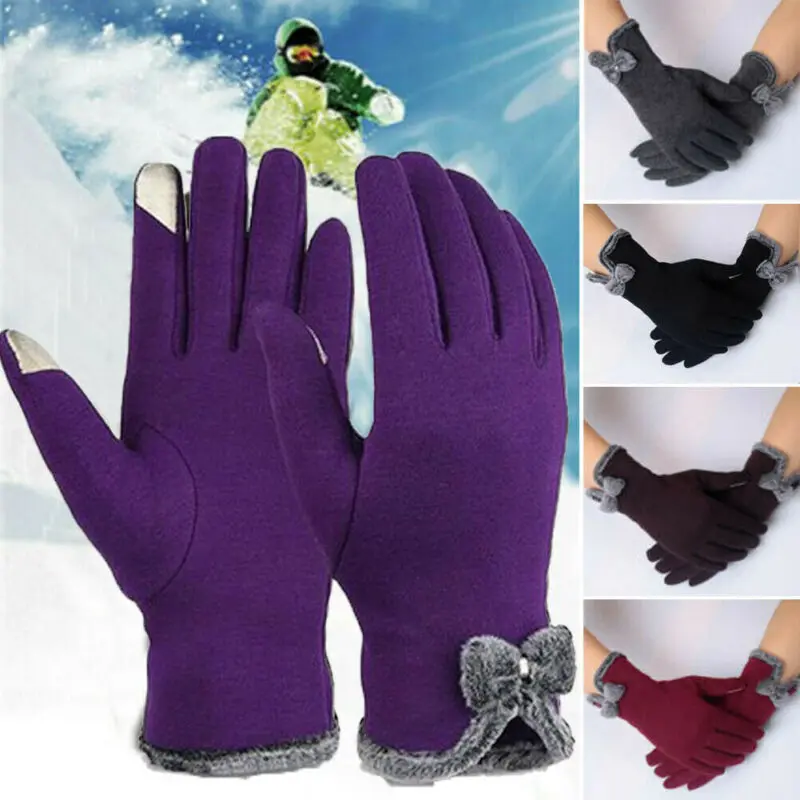 Full Finger Gloves Mitterns Womens Winter Fleece Thermal Touch Screen Faux Fur Thicken Warm Wrist Mitten | Аксессуары для одежды