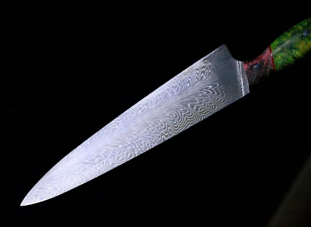 Дамасский нож, кухонные поварские ножи, стабильная деревянная ручка, острый кухонный нож, нож для мяса