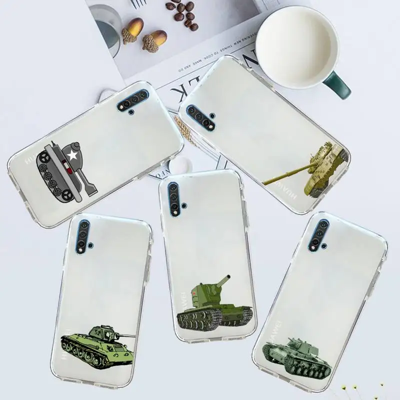 

tank cartoon Phone Case Transparent for Huawei honor P mate Y 20 30 40 10 8 5 6 7 9 i x c pro lite prime smart
