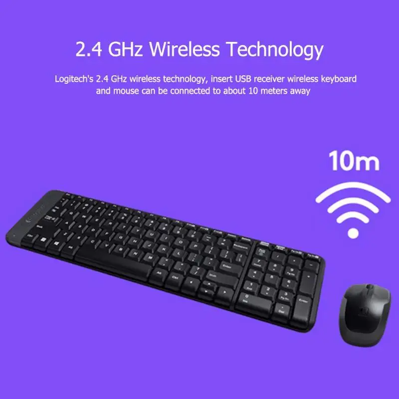 Игровая клавиатура Logitech MK220 мышь Combo 2.4GH беспроводная с USB-приемником для