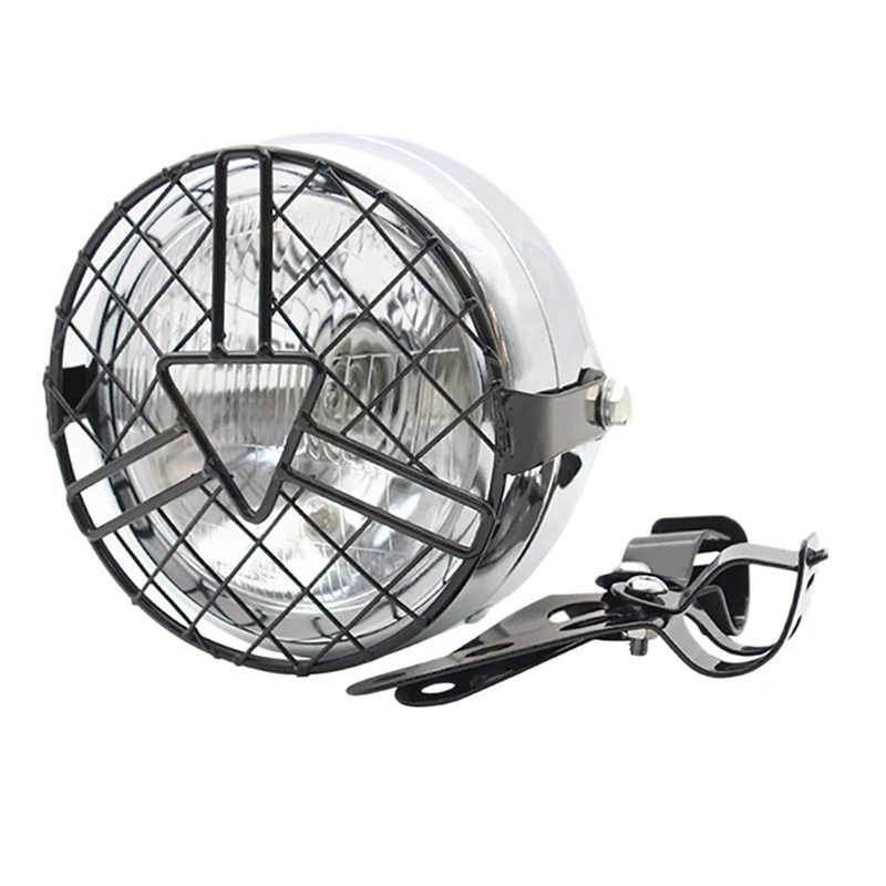 

6.5 Inch Retro Motorcycle Headlight Grill Side Mount Cover with Bracket Universal Mesh Grille Headlight