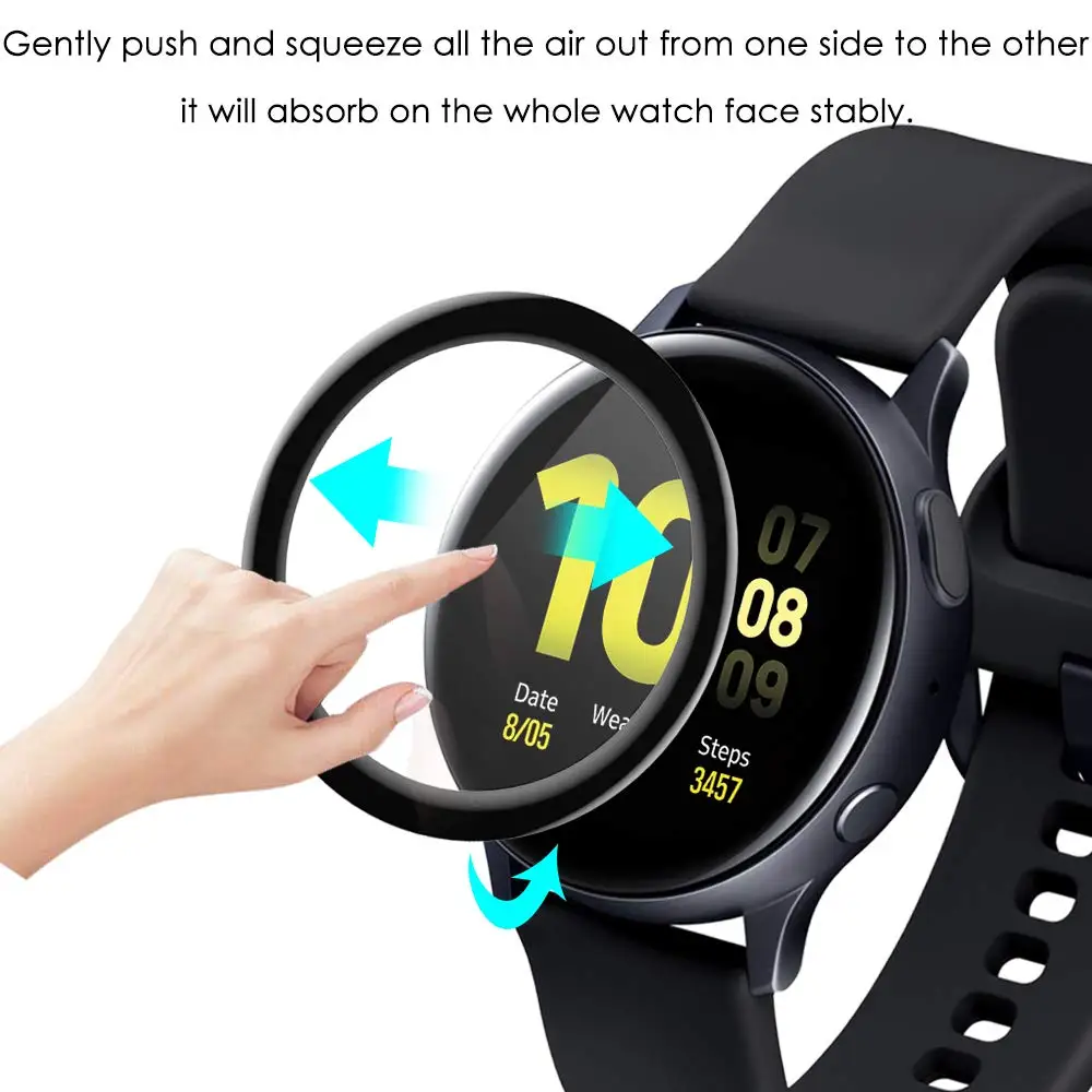 

40D Film Soft Glass For Samsung Galaxy Watch Active2 40mm 44mm Full Cover Curved active Edge Screen Protective Scratch Resistant