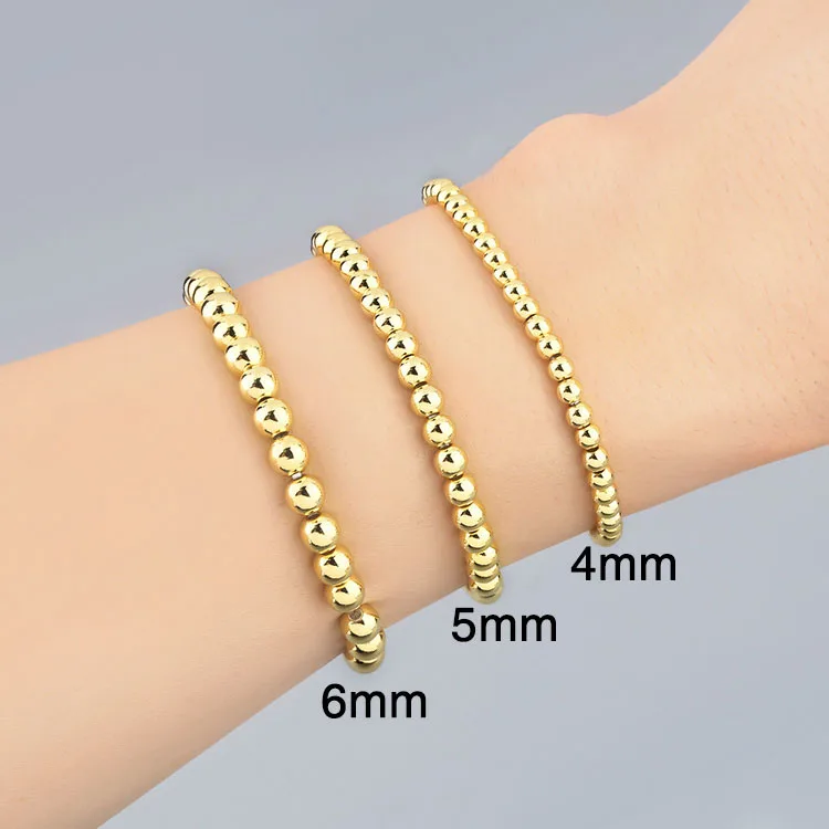 10Pcs High Quality Dainty Gold Plated Ball Beaded Elastic Stacking Layering Beads Bracelets