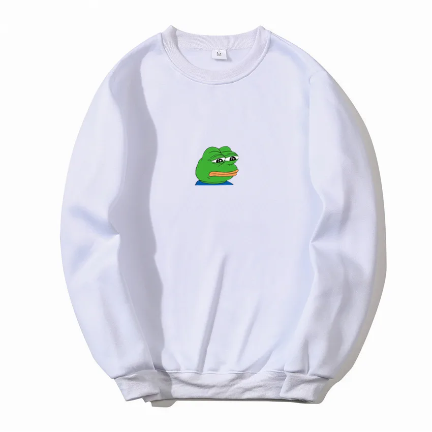 Брендовые новые модные толстовки уличная хип-хоп печать Sad Frog Толстовка мужская Толстовка и мужская Японская уличная одежда - Цвет: Белый