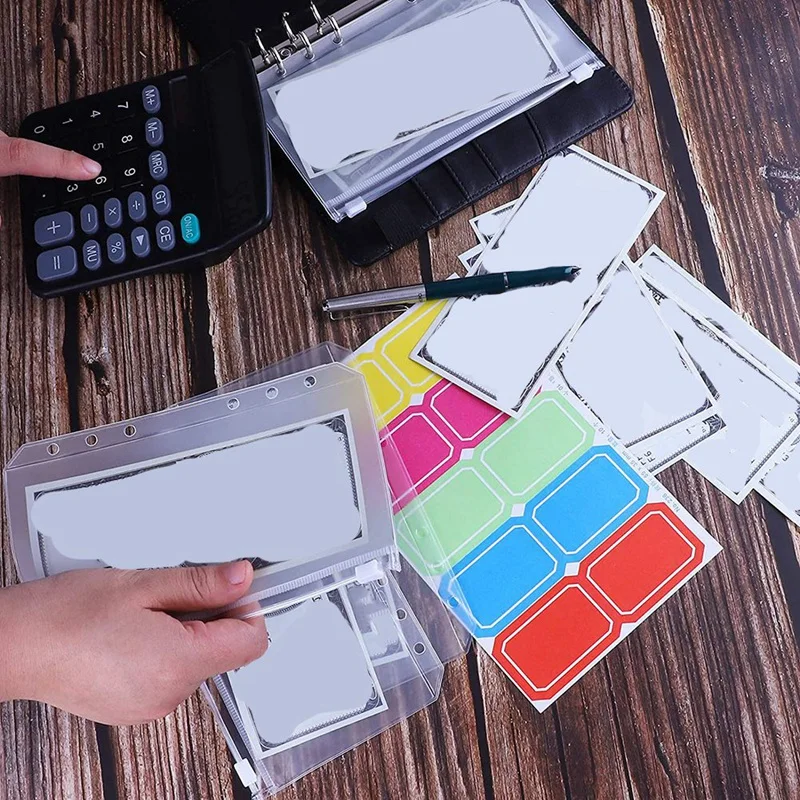 

2 Set A6 PU Leather Binder Sleeve with 12 Pieces A6 Binder Bag Loose Leaf Bag, Black & Purple