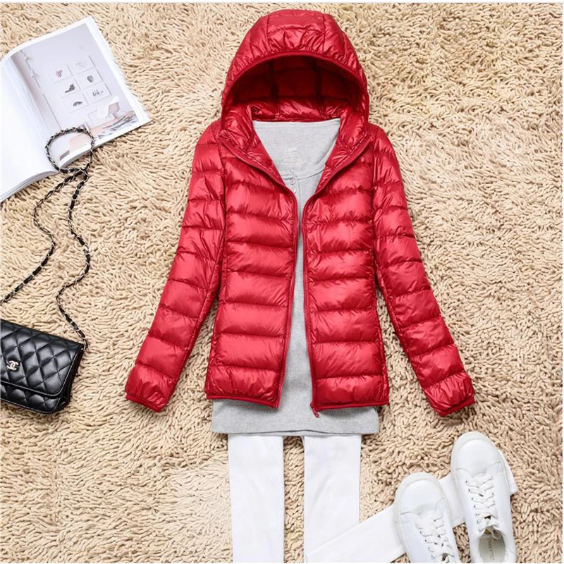 

Winter Plus Size 4XL Womens Down Jackets Short Ultra Light Duck Down Coat Hooded Puffer Jacket Autumn Parkas Lady Clothing