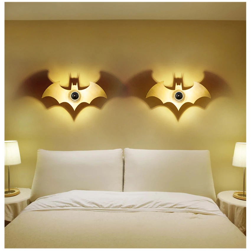 

Modern Bat Wrought Iron Wall Lamps LED Decorative Shadow Lamp Living Room Background Wall Lamp Bedroom Art Lighting Wall Lights