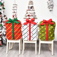 3pcs christmas chair back cover bowknot gift package design christmas decoration chair cover for restaurant hotel home kitchen