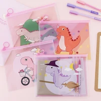 creative little dinosaur ring file pouch small fresh students with waterproof zipper pen pouch multifunctional information pouch