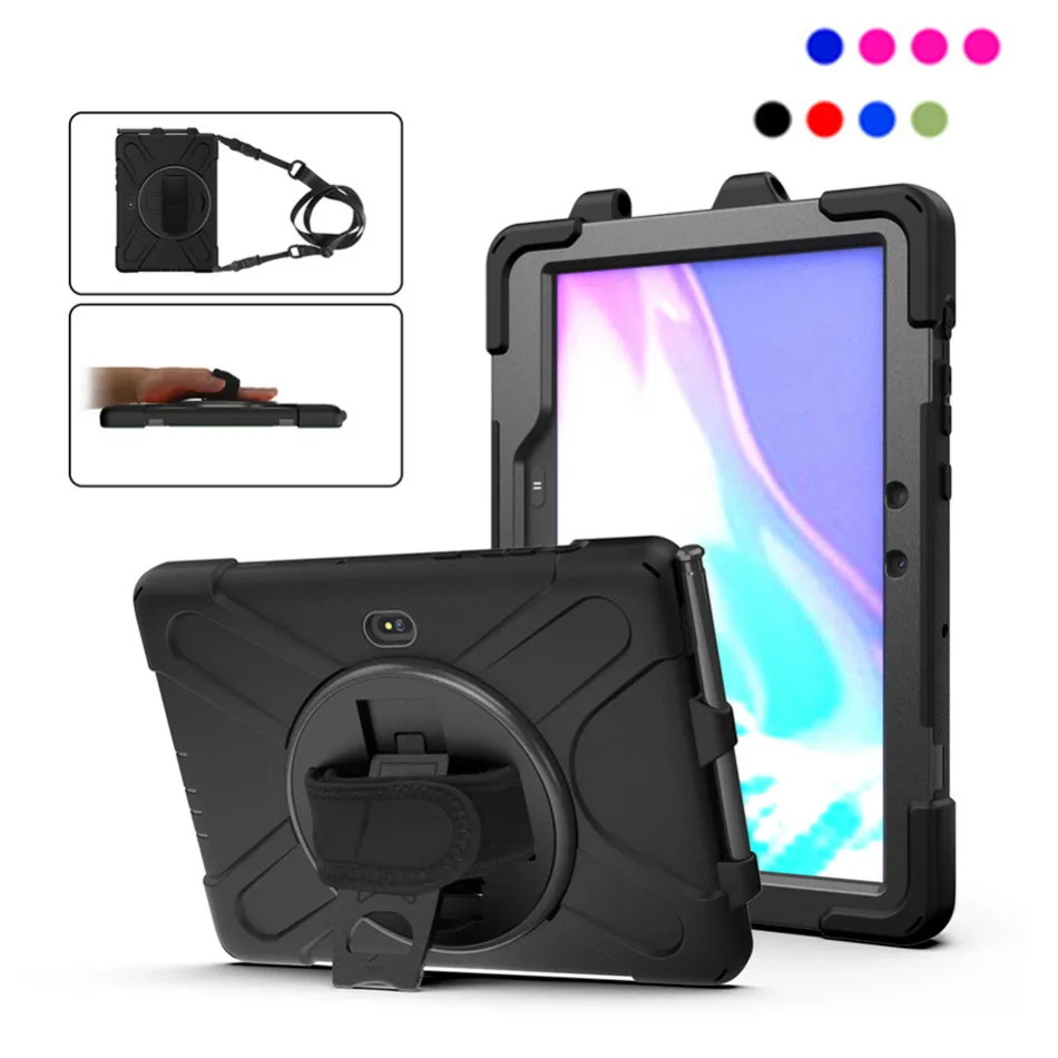 

Для Samsung Galaxy Tab Acitive Pro T540 T545 T547 детский противоударный сверхпрочный силиконовый + ПК чехол с подставкой на запястье + плечевой ремень