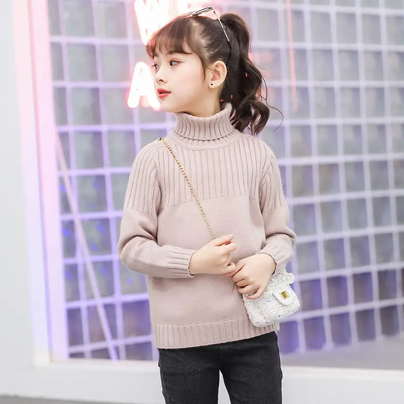 

Girls sweater 3-11 years old autumn high-necked Jacquard stripes bottoming sweater all-match Korean 5 colors available