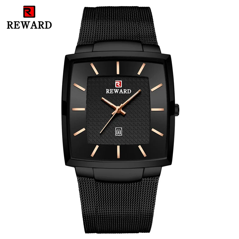 Новинка 2019 модные квадратные мужские наручные часы ультра-тонкие светящиеся с