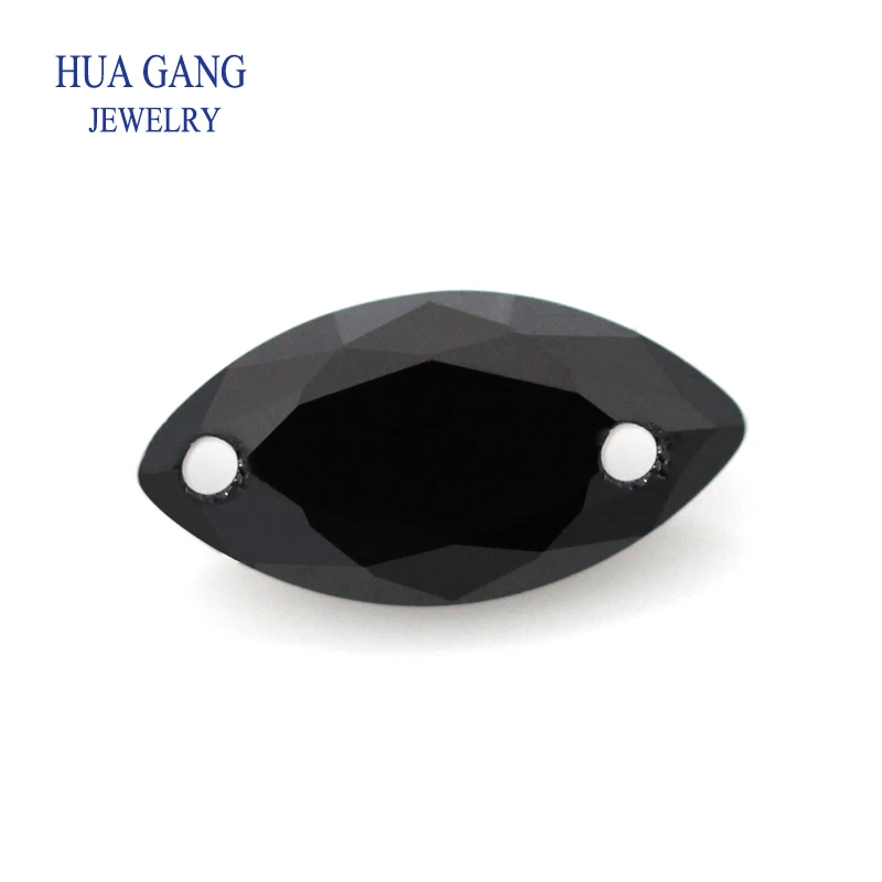 

Loose CZ Stone Double Holes AAAAA Marquise Shape Black Cubic Zirconia Stone For Jewerly Making Size 4X8-10x20mm High Quality