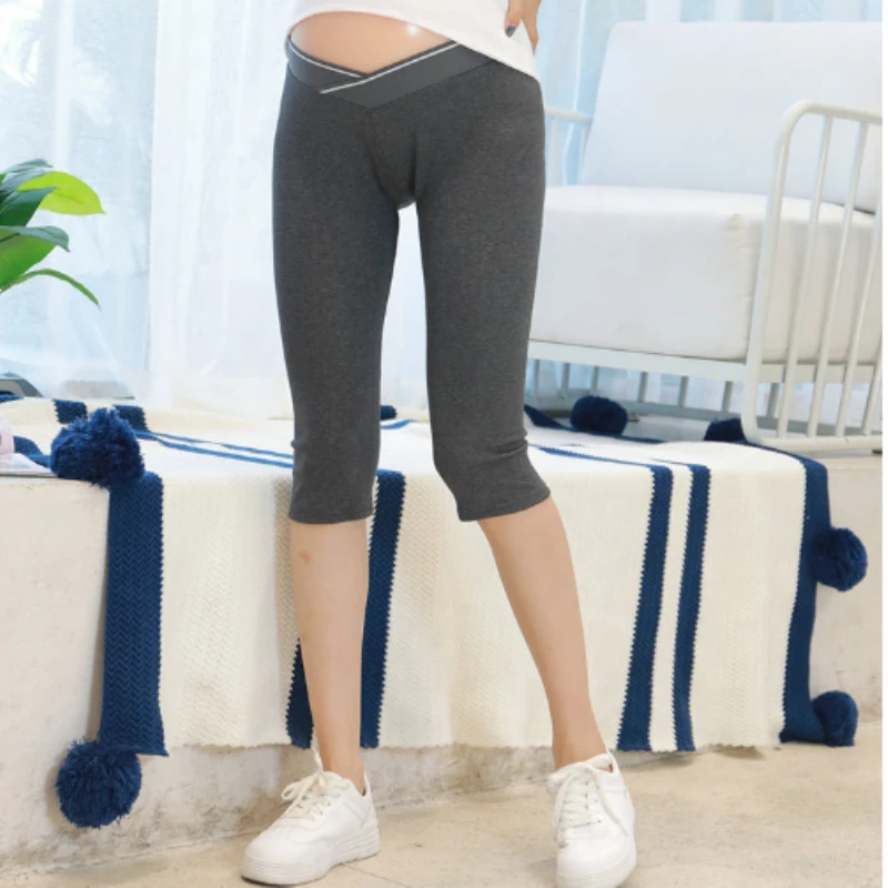 

2020 Spring Summer Maternity Low Waist Leggings Pregnancy Seven Cents Pants For Pregnant Women Thin Trousers M19