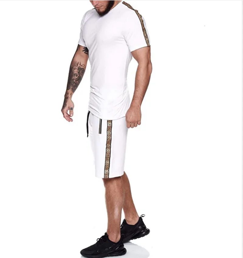 

Summer Sports 2 Sportsuit Sportsuit Men's Sweatshirt + Shorts Pullover Sportsuit Men's casual size S-3XL