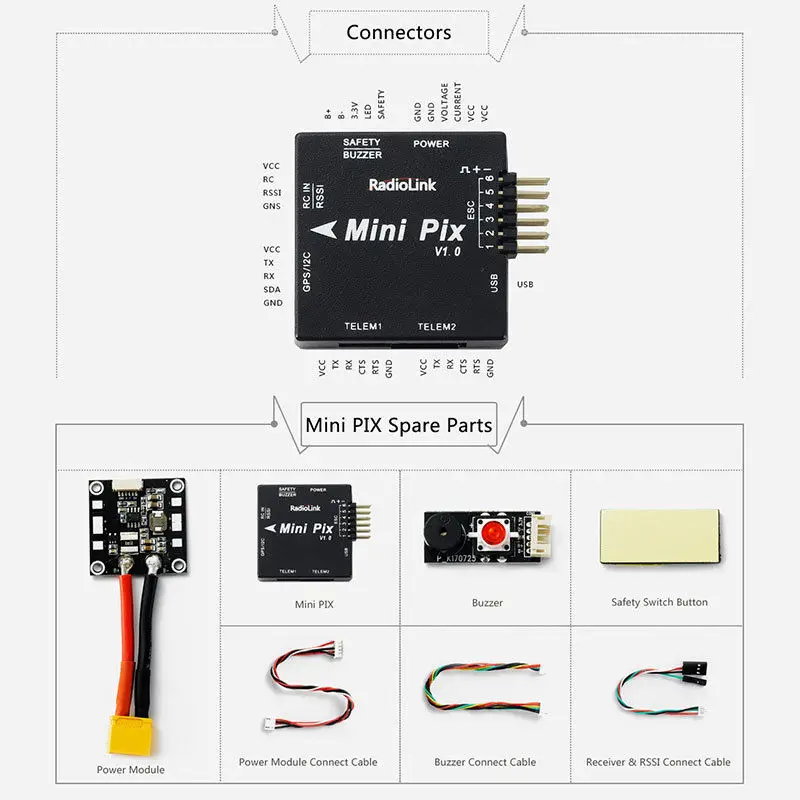 Для радиоуправляемого дрона FPV квадрокоптера Radiolink MINI PIX Pixhawk Базовая