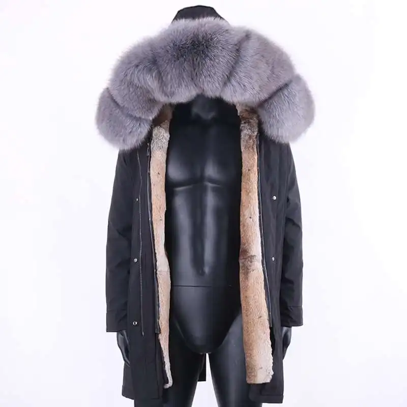 

Waterproof Long Parka 2020 Real Fur Coat Winter Jacket Liner Detachable Warm Natural Men Clothing Length Weight Hooded Collar