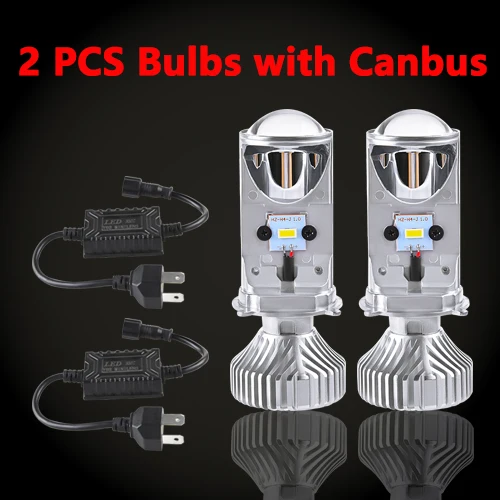 2 pieces with canbus Can-bus H4 светодиодный лампы линзы прожекторного типа мини супер яркий 2200K 4000K 6500K 12000LM/пара Hi Lo луч безвентиляторный авто светодиодный лампы h4 12v 24v - Испускаемый цвет: 2 pieces with canbus
