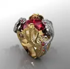 Кобра узор дизайн любопытство кольцо Хэллоуин вечерние аксессуары для пальцев ювелирные изделия для мужчин большие кольцо с красным кристаллом специальный Bijoux (украшения своими руками)