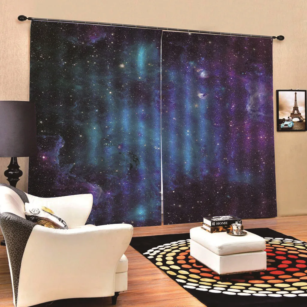 3D принтованные занавески с изображением звездного неба тонкие для гостиной