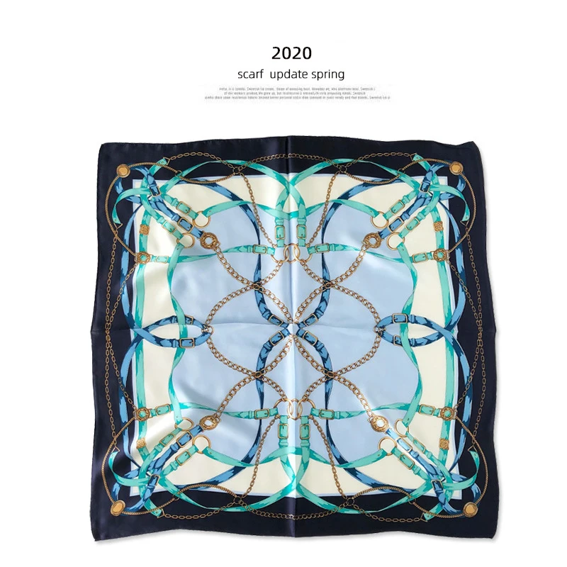 

New Sailboat Elements Silk Scarf Square Foulard Lady's Hair Scarves Belt Printed French Head Kerchief Fashion Girl Hair Scarfs