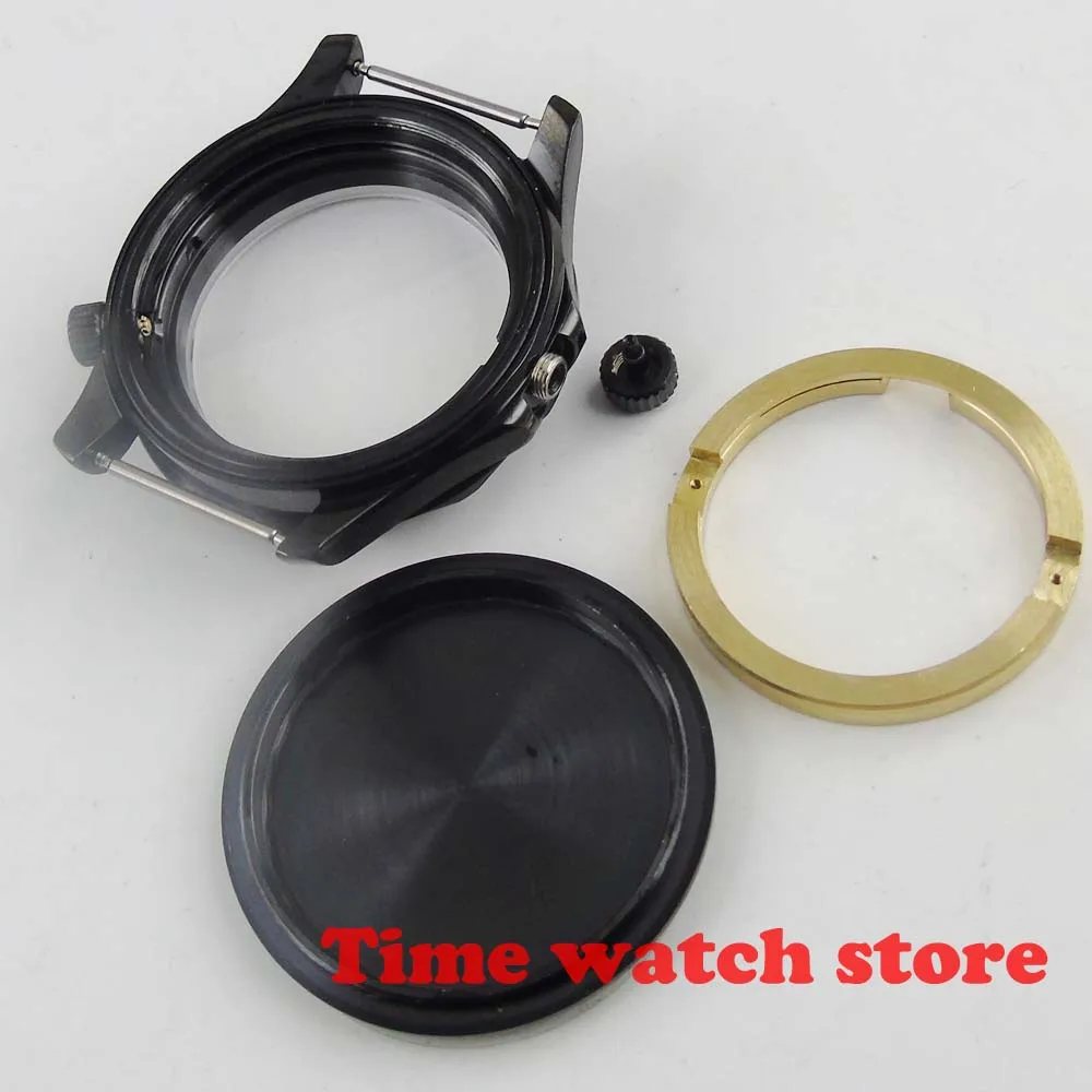 Полированное черное сапфировое стекло из нержавеющей стали PVD 41 мм подходит для