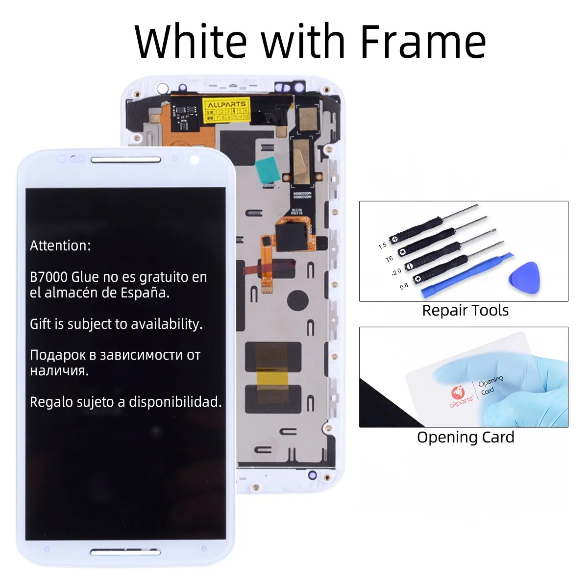 White with Frame AMOLED Дисплей для Motorola Moto X2 LCD в сборе с тачскрином на рамке черный белый - Цвет: White with Frame
