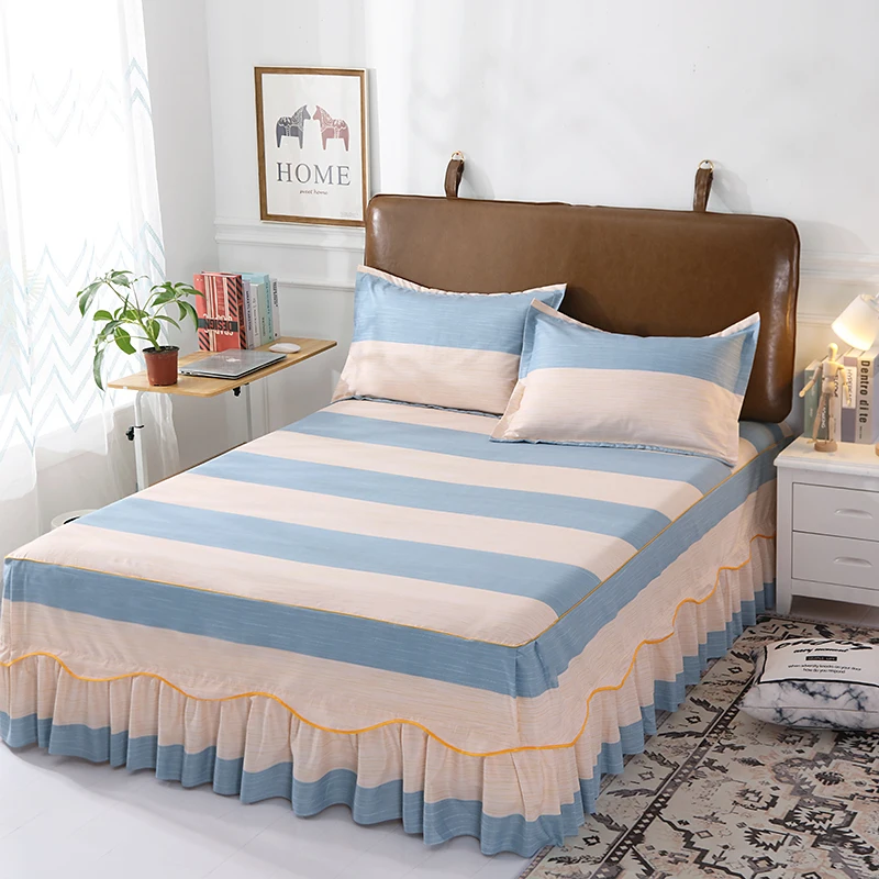 

3pcs Printed Bedding Set Soft Bed Skirt 180x200 Full Twin Queen King Size bed sheet skirt Mattress Cover Bedsheets Bedspread