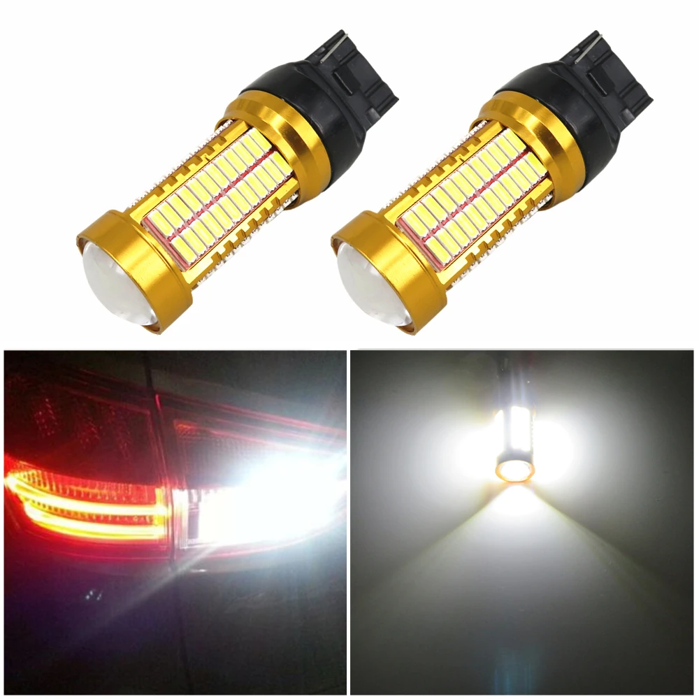WLJH 2x Canbus 20 Вт 7440 7441 T20 W21W Led 106 4014 SMD линзы для автомобиля дневные ходовые огни DRL