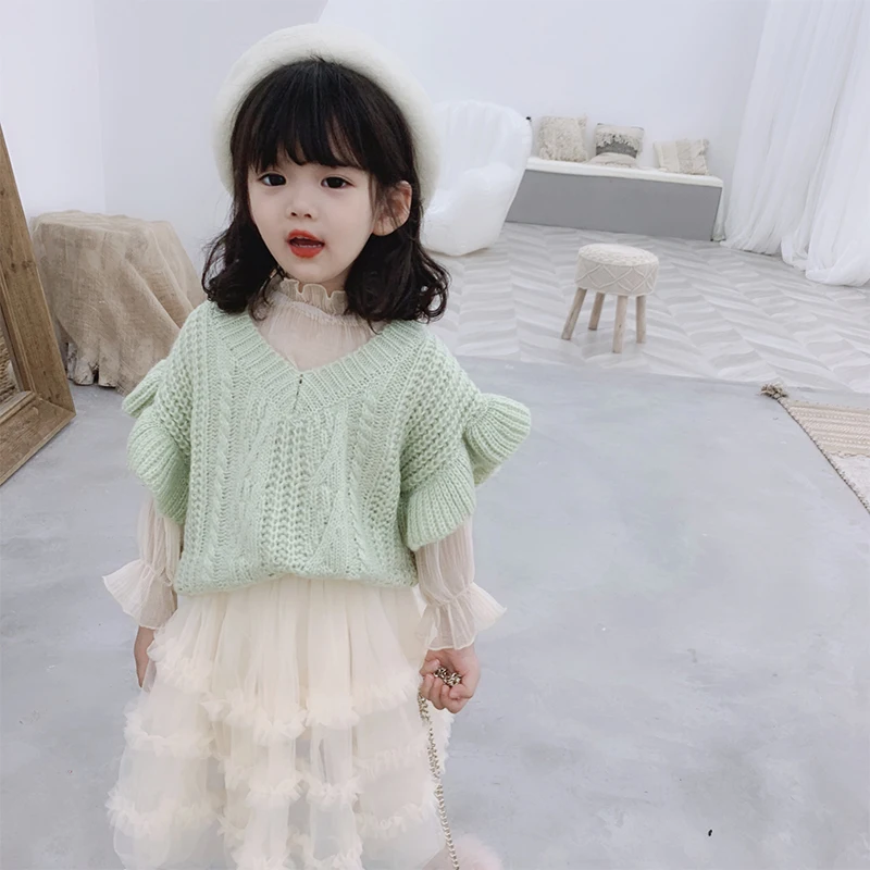 Осенняя Новинка 2019 года стильная детская одежда для девочек свитер жилет сезон