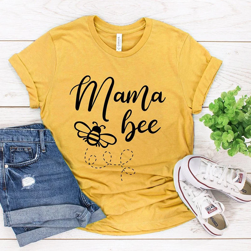 

I Love Mama пчелы Kawaii от одного года до четырех лет рубашка для женщин в винтажном стиле; Цвет черный, желтый, Цвет 90s эстетическое Графические фут...