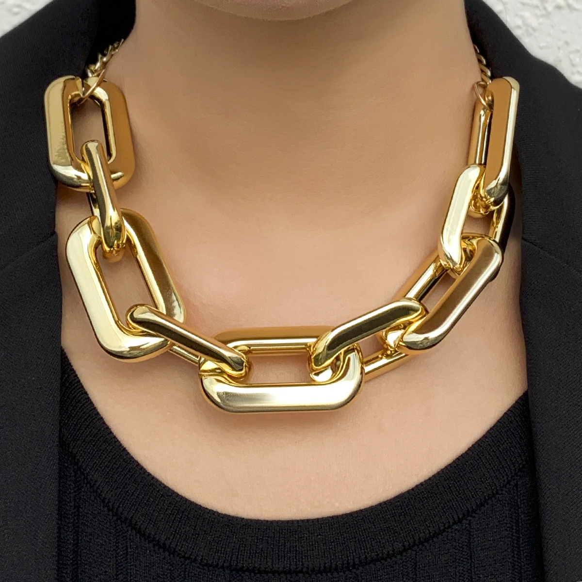 

Punk CCB Material Big Short Choker Necklace for Women Hip Hop Thick Chian Necklace on the Neck 2022 Fashion Jewelry Collar Gifts