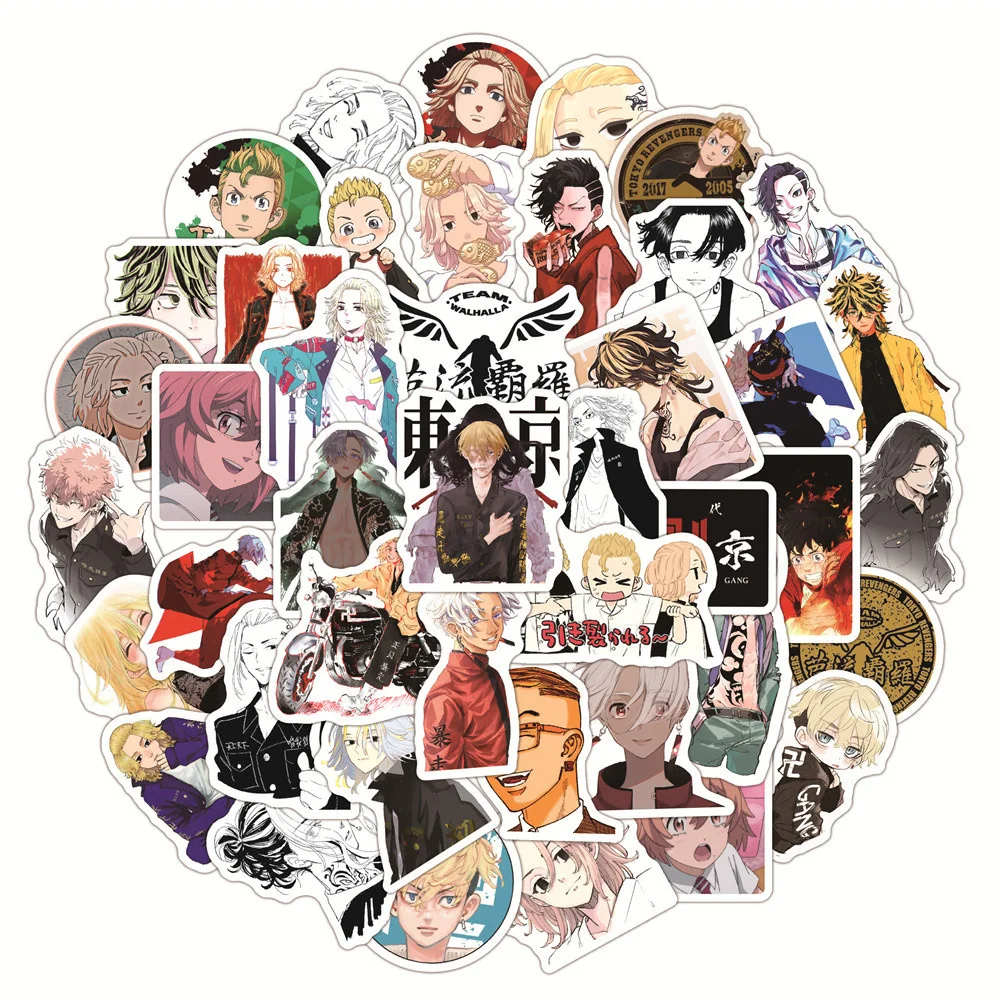 10/30/50 Uds Anime Tokyo vengadores pegatinas de dibujos animados port&aacute;til monopat&iacute;n tel&eacute;fono m&oacute;vil Graffiti de regalo de PVC de juguete etiqueta engomada impermeable Wholesa-0