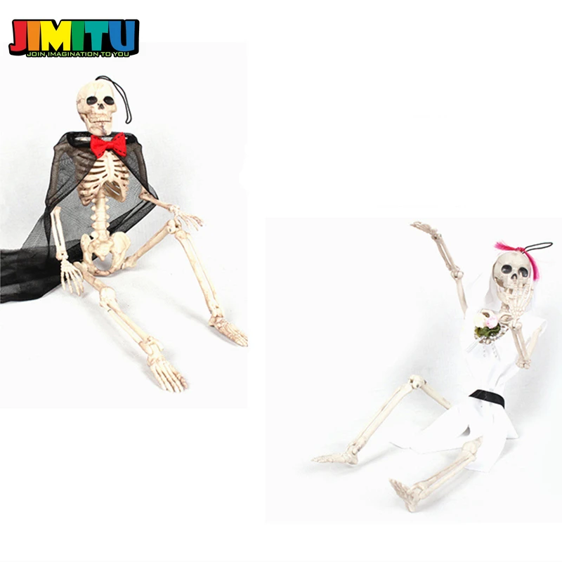 Funny Toy Halloween Skeleton Bride and Groom Plastic Lifelike Human Bones Skull Figurine for Decoration Horror | Игрушки и хобби