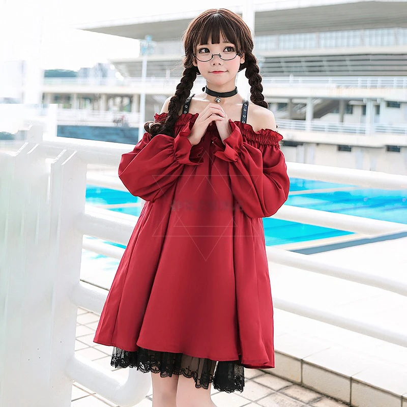 Для взрослых Аниме Косплей Костюм Горничной женский сладкое красное вино в