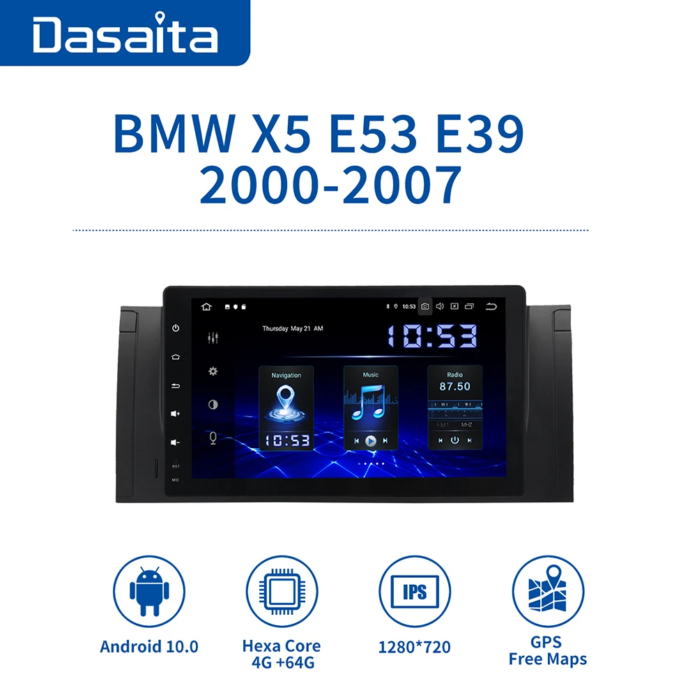 Мультисенсорный HD экран 9 дюймов Android 10 0 Автомагнитола для BMW E39 E53 X5 GPS навигация