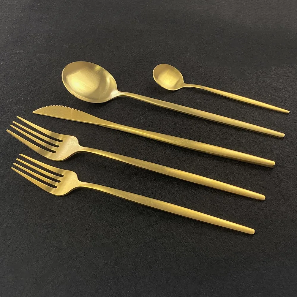 Набор золотых столовых приборов из матовой нержавеющей стали 36 шт.|Наборы