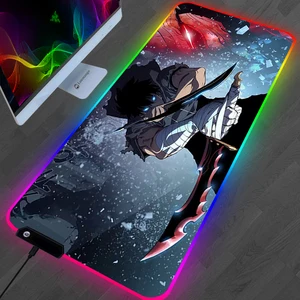 rgb solo leveling mouse pad anime gaming accessories carpet pc gamer completo computer led keyboard desk mat cs go lol mousepad free global shipping