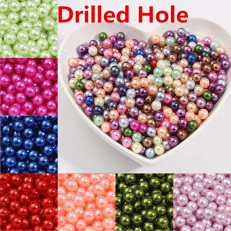

Drilled/With Hole ABS Imitation Pearl Loose Spacer Beads 3/4/6/8/10MM Wholesale Bulk Lot for Jewelry Making Crafts Findings