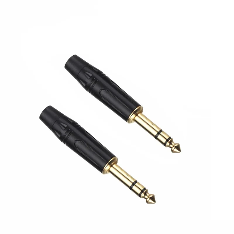 

10pcs/Pack Good Quality DIY Black Golden Plated 6.35mm 6.5mm Stereo Amplifier Plug Microphone Audio Cable Connector