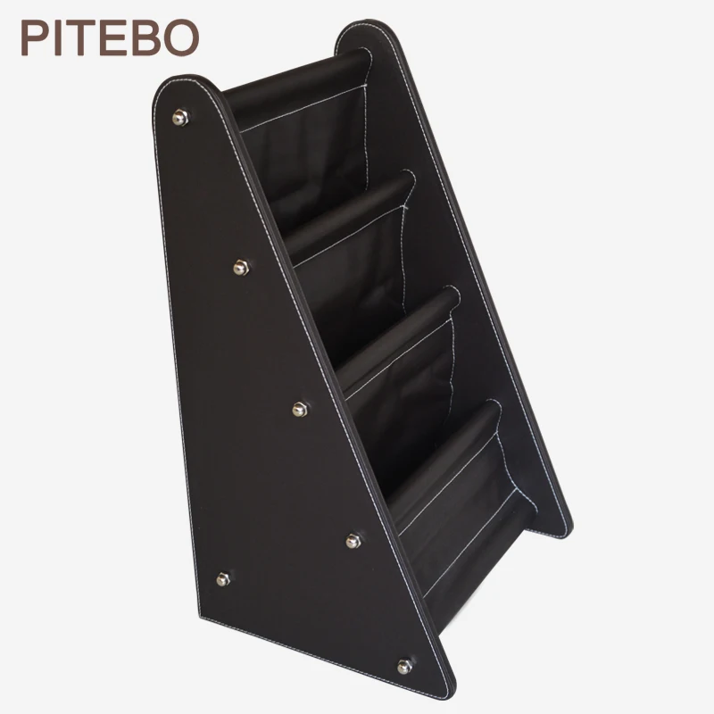 

PITEBO High commercial leather newspaper rack assembly magazine rack landing rack simple office file book newspaper storage rack
