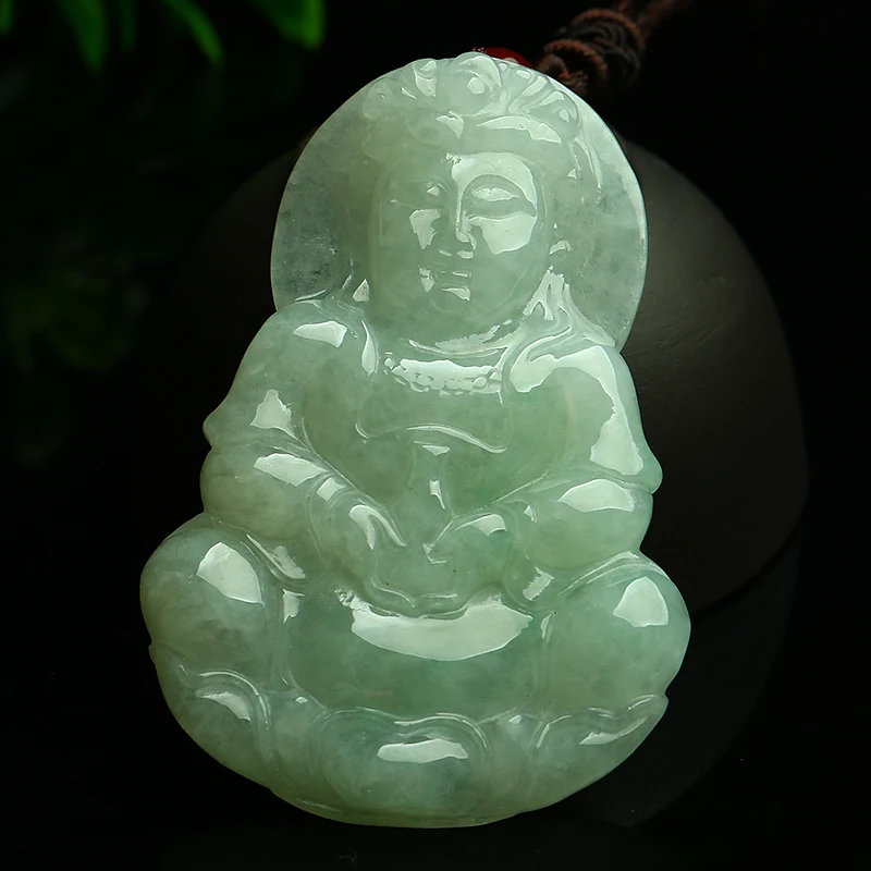 Бирманский нефритовый высококачественный атмосферный изумруд Гуаньинь кулон