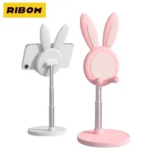 Cute Bunny Top Metal Phone Stand Holder Tablet Angle Adjustable Desk Material For IPhone Xiaomi Huawei Phone IPad