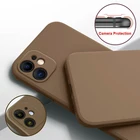 Мягкий чехол-накладка для iPhone 12, 11 Pro Max, Mini, XS, XR, X, 8, 7 Plus, SE, 2020, квадратный, из жидкого силикона