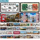 SQ-DGLZ Европейский город номерной знак металлический знак винтаж Жестяная Табличка с надписью декор стен для бара страна ИРЛАНДИЯПарижПрага постер