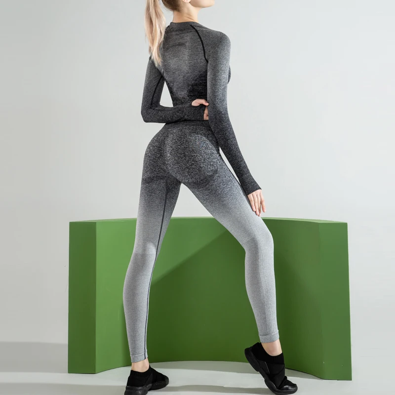 Женские бесшовные костюмы для йоги сексуальная женская одежда спортзала
