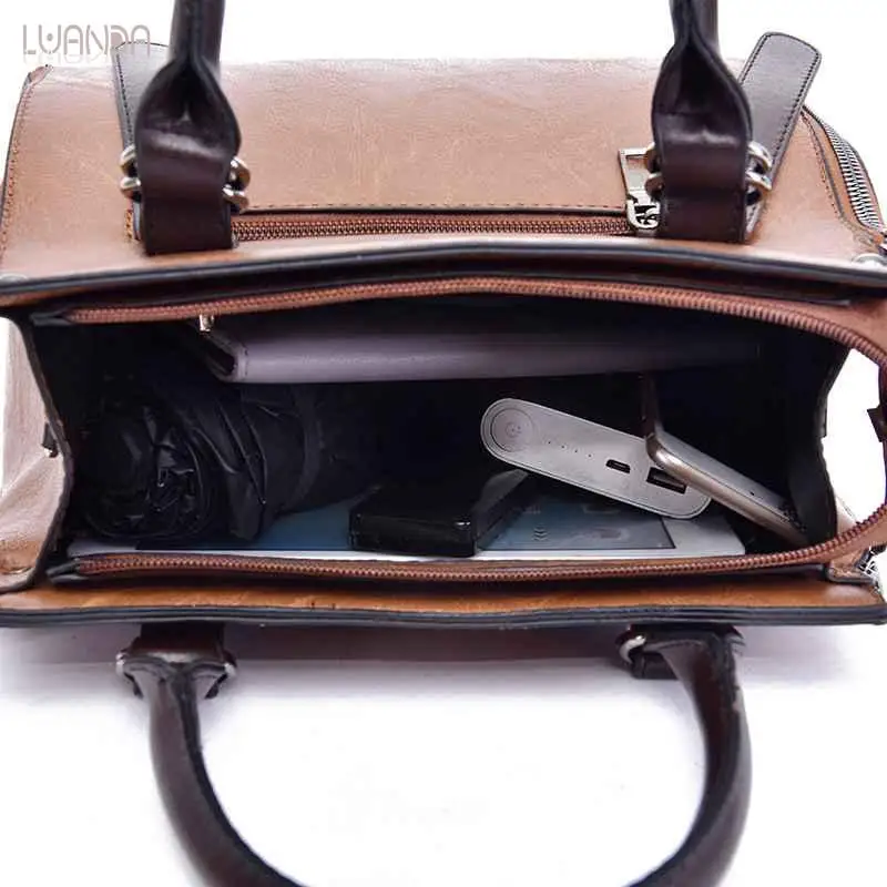 Модная кожаная женская сумка классическая простая с верхней ручкой дизайнерские