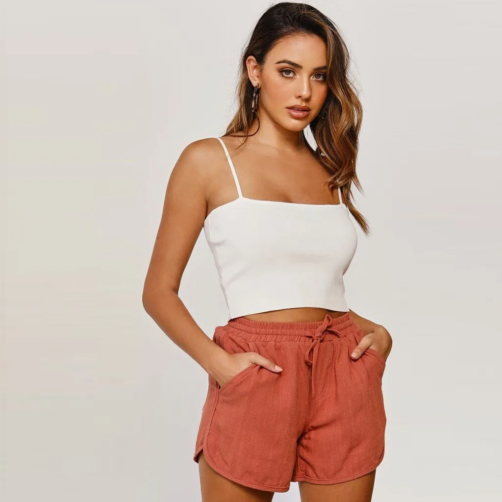 Весна лето 2020 хлопковые льняные шорты женская новая Корейская версия широкие с